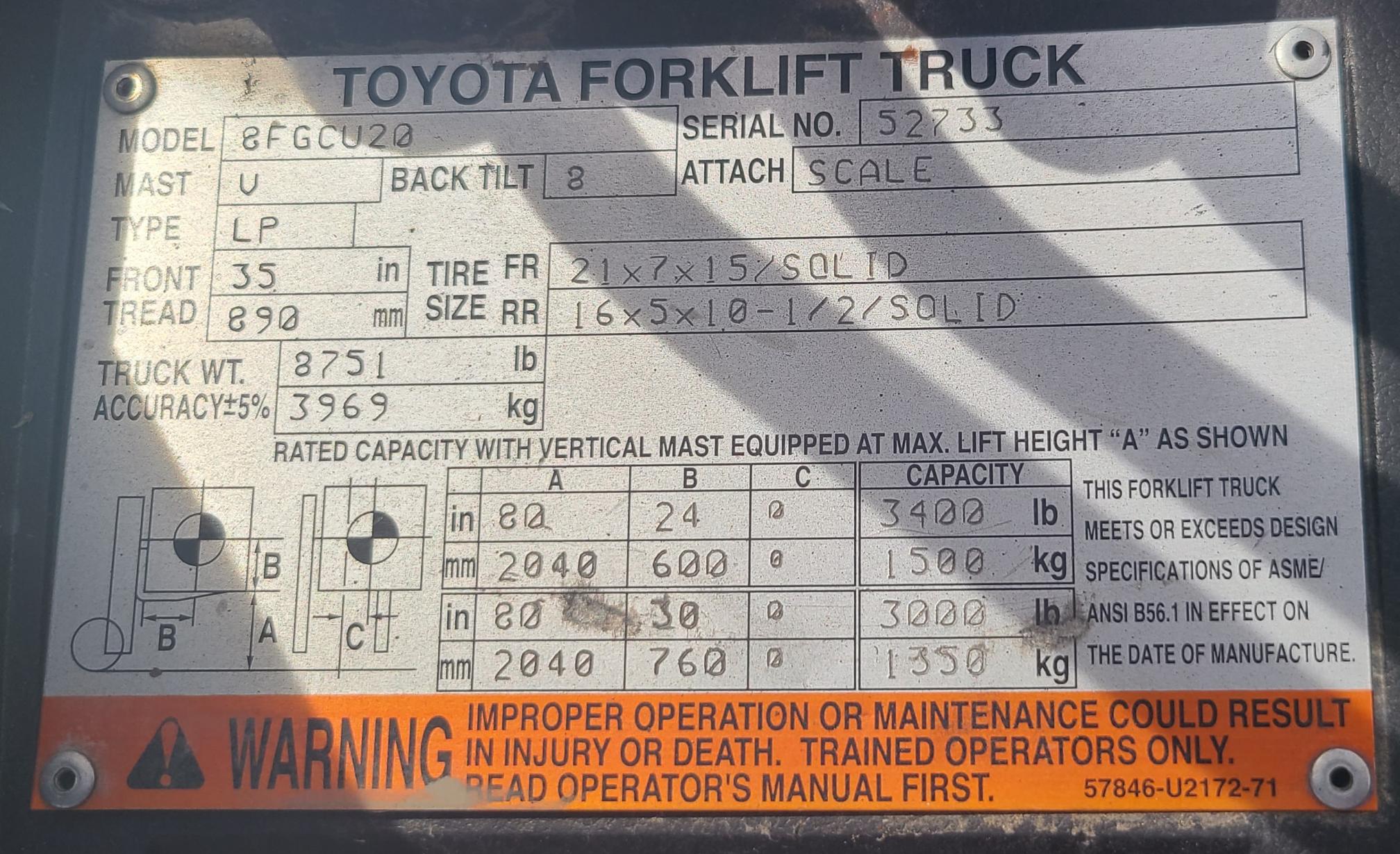 2014 TOYOTA 8FGCU20 - Image 20