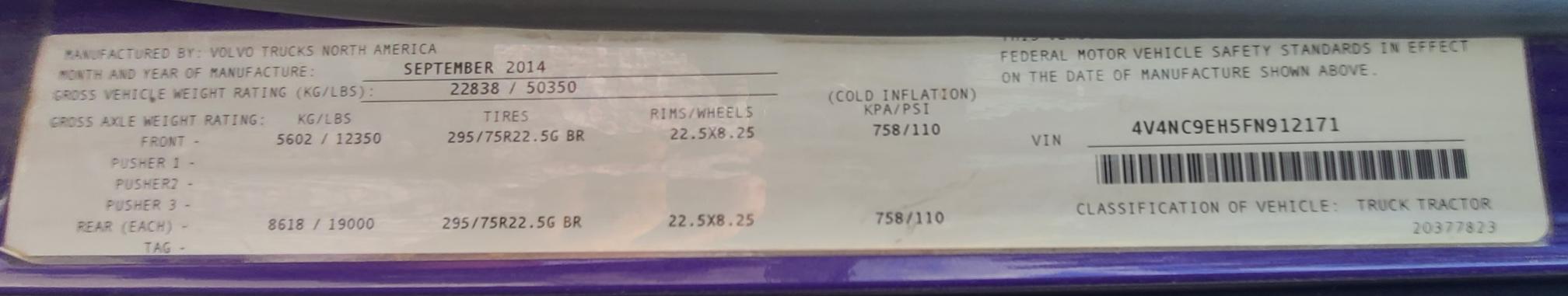 2015 VOLVO VNL64T780 - Image 78