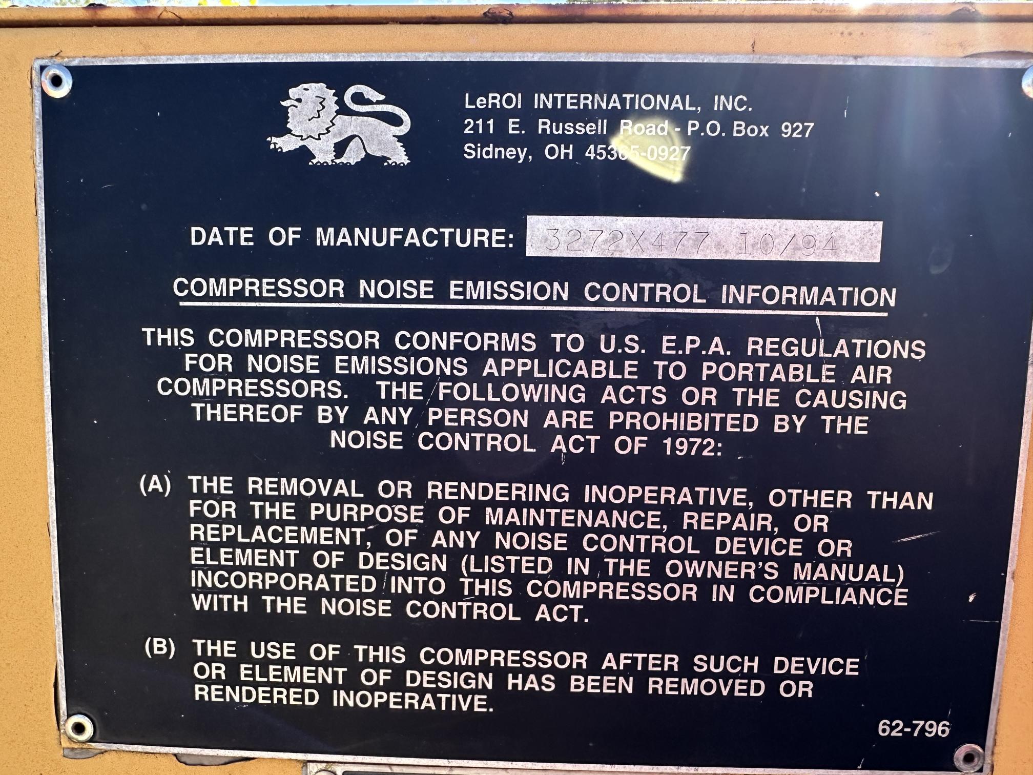 1995 LEROI Q185JD-E - view 17 of 19