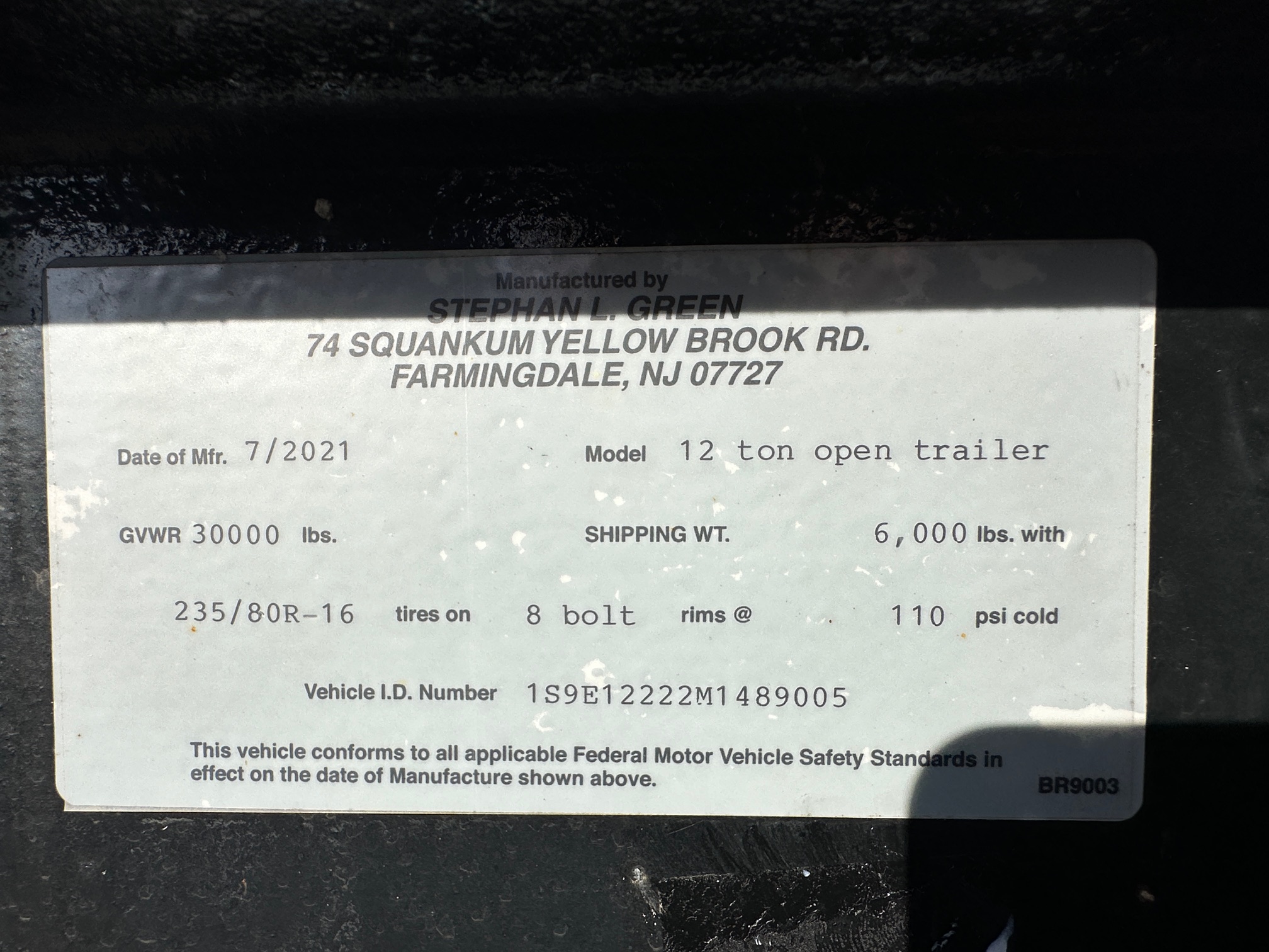 2022 Stephan L. Green LLC 12-Ton Tag Trailer - Image 5