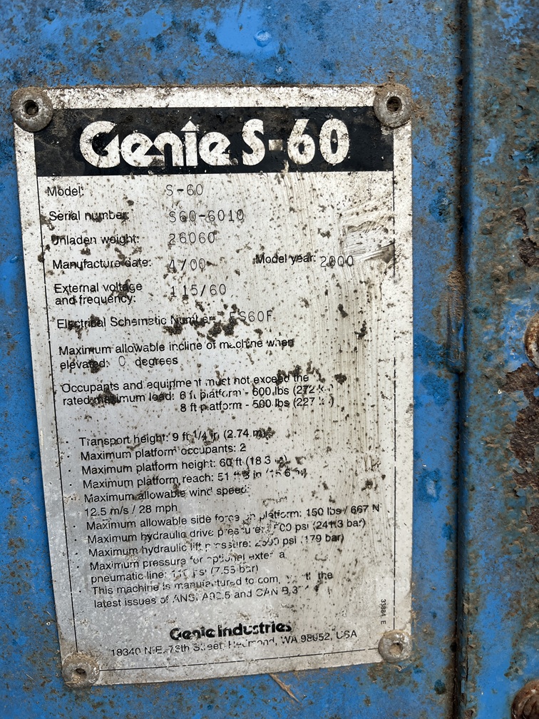 2000 GENIE S60-3010 - view 9 of 18